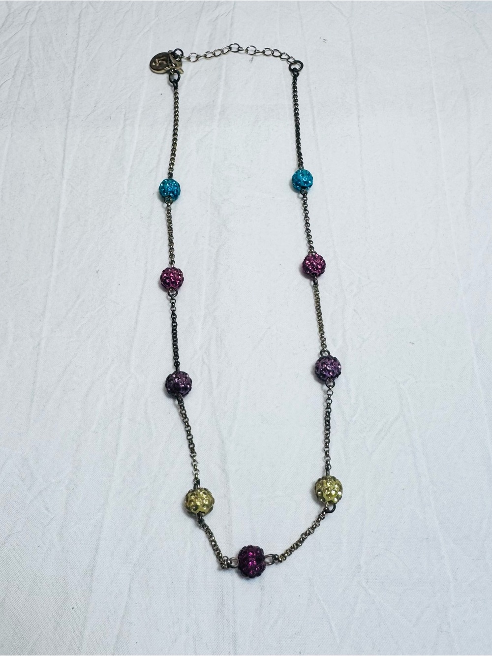 liz claiborne station necklace Multi Color Rhinestone Disco Ball